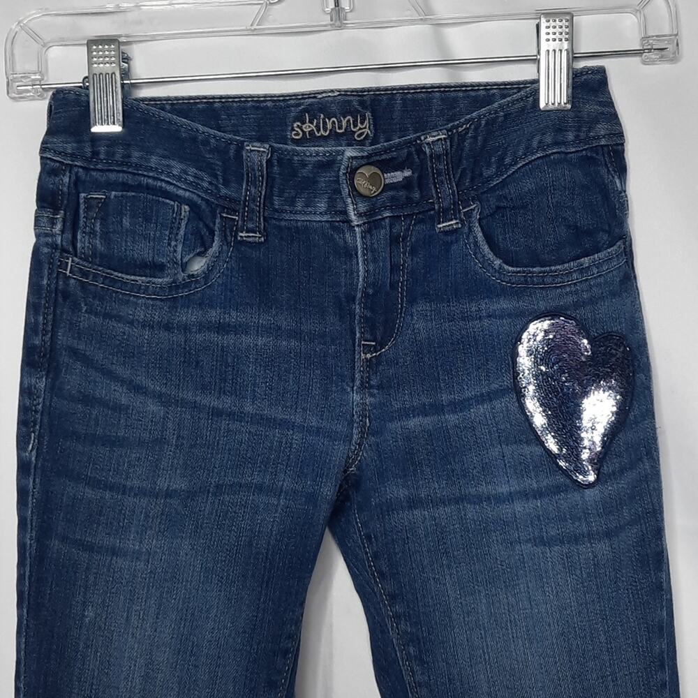 Old Navy Girls Skinny Jeans Sequin Heart Size 8 Regular